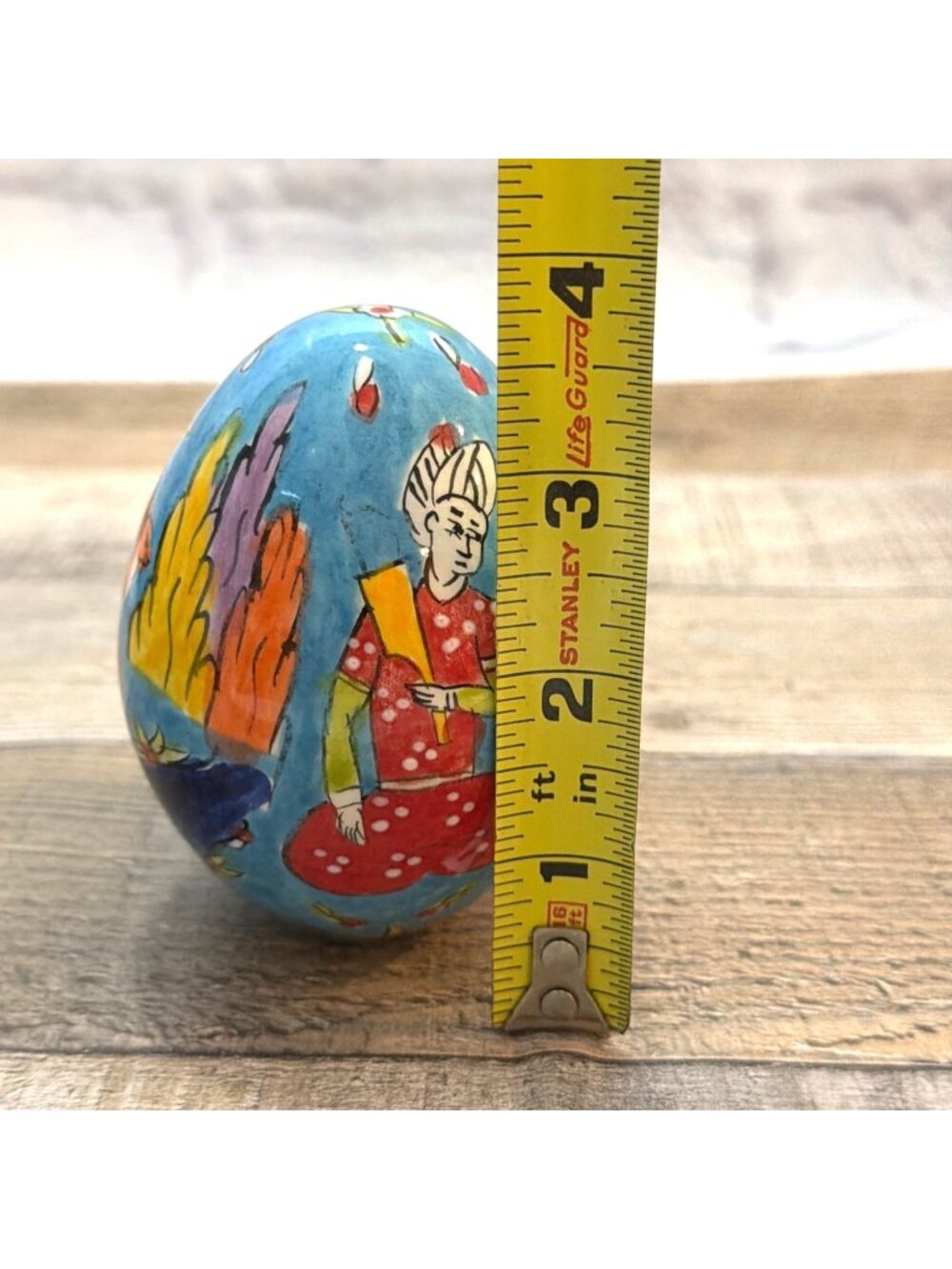 Blue Ceramic Egg Hand Painted Grand Bazaar Turkey Istanbul Folk Art Pottery VTG - Picture 8 of 13